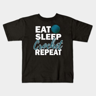 Eat Sleep Crochet Repeat Yarn + Crafts Dark Kids T-Shirt